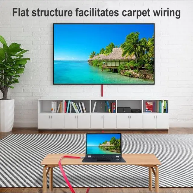 Alt view image 7 of 7 - ULT-unite 4K Ultra HD Gold-plated HDMI to HDMI Flat Cable, Cable Length:1.5m 1.5m (Red)