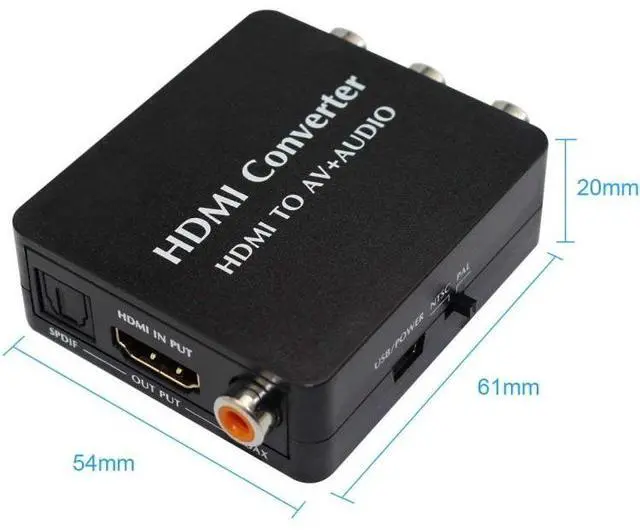 Alt view image 3 of 6 - HDMI to AV Audio Converter Support SPDIF Coaxial Audio NTSC PAL Composite Video HDMI to 3RCA Adapter for TV /PC /PS3 / Blue-ray DVD