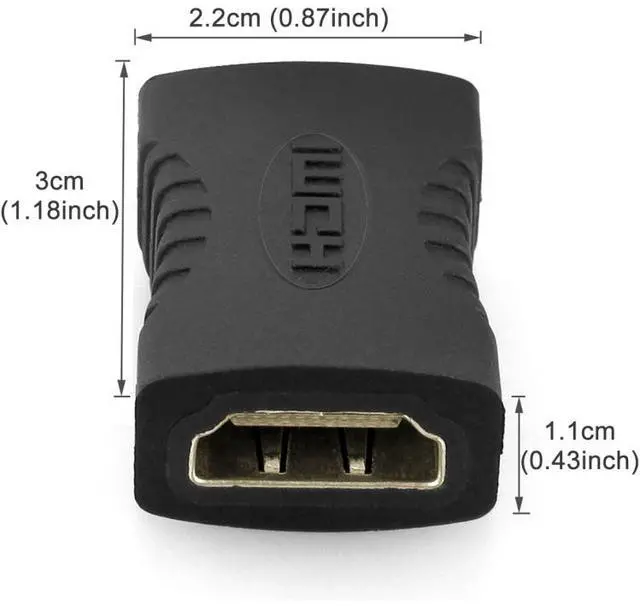 Alt view image 3 of 6 - HDMI 19 Pin Female to HDMI 19Pin Female Adapter(Black)