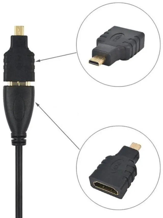 Alt view image 6 of 7 - Micro HDMI Male to HDMI Female Adapter (Gold Plated)(Black)