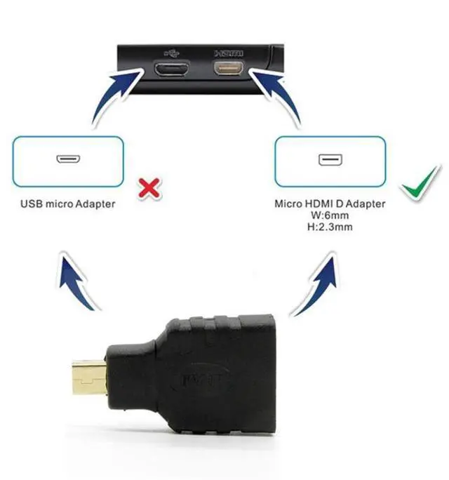 Alt view image 7 of 7 - Micro HDMI Male to HDMI Female Adapter (Gold Plated)(Black)
