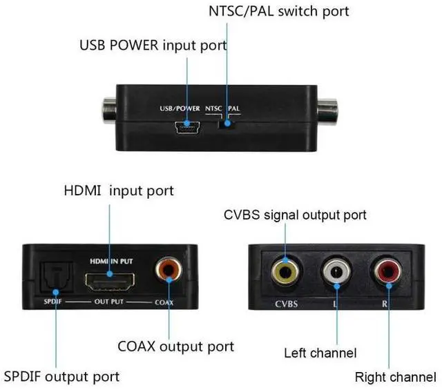 Alt view image 4 of 6 - HDMI to AV Audio Converter Support SPDIF Coaxial Audio NTSC PAL Composite Video HDMI to 3RCA Adapter for TV /PC /PS3 / Blue-ray DVD