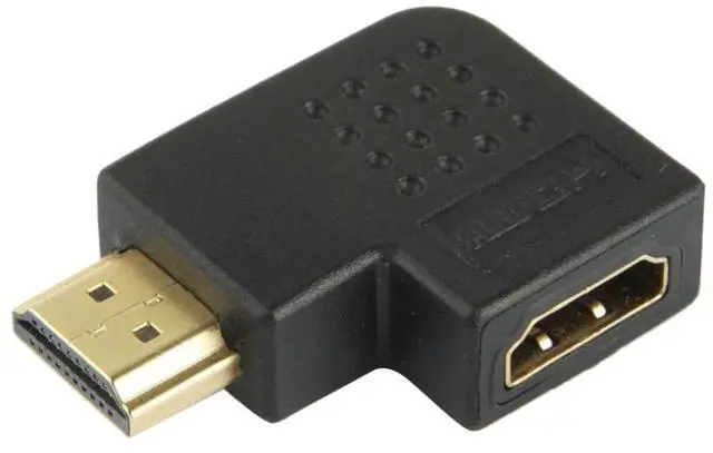 Main image of Gold Plated HDMI 19 Pin Male to HDMI 19 Pin Female Adapter with 90 Degree Angle(Black)