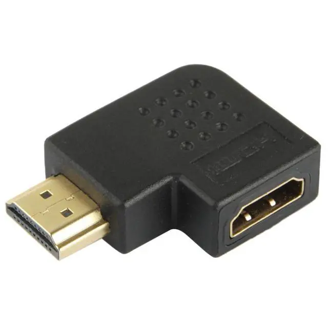 Alt view image 2 of 7 - Gold Plated HDMI 19 Pin Male to HDMI 19 Pin Female Adapter with 90 Degree Angle(Black)