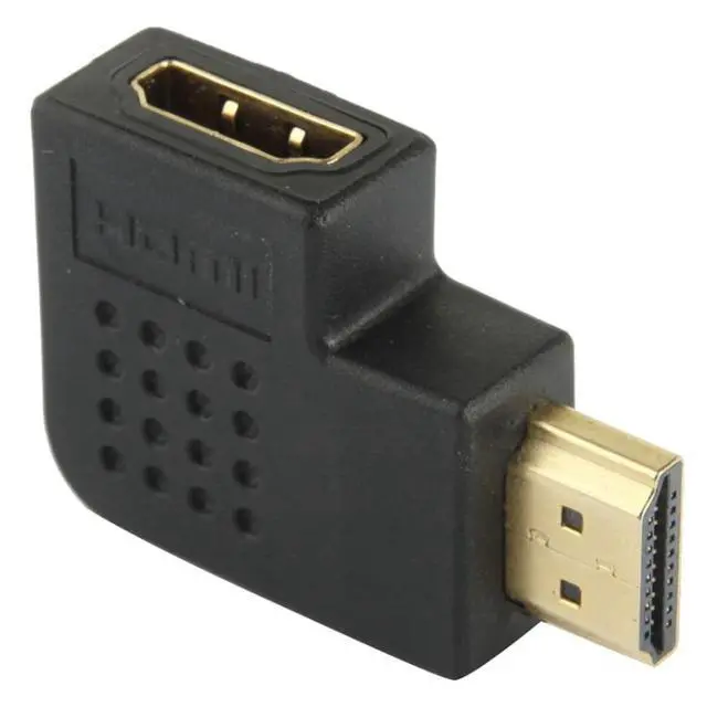 Alt view image 3 of 7 - Gold Plated HDMI 19 Pin Male to HDMI 19 Pin Female Adapter with 90 Degree Angle(Black)