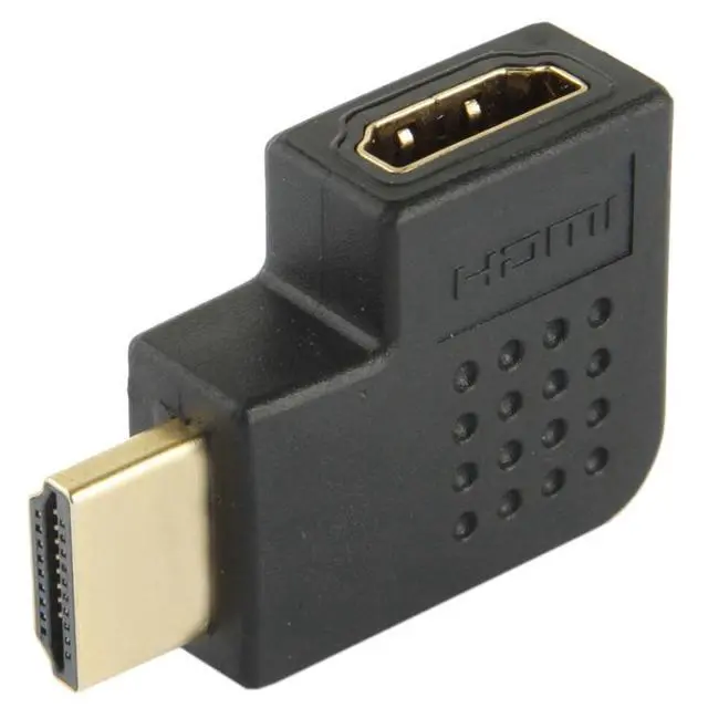Alt view image 4 of 7 - Gold Plated HDMI 19 Pin Male to HDMI 19 Pin Female Adapter with 90 Degree Angle(Black)