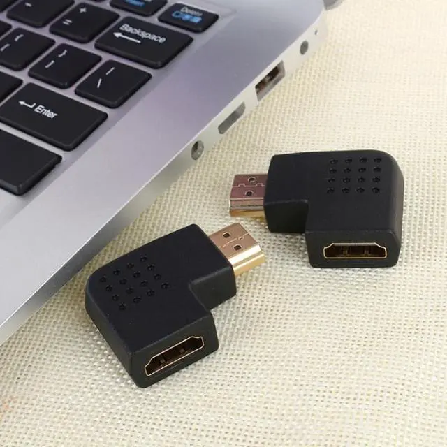 Alt view image 5 of 7 - Gold Plated HDMI 19 Pin Male to HDMI 19 Pin Female Adapter with 90 Degree Angle(Black)