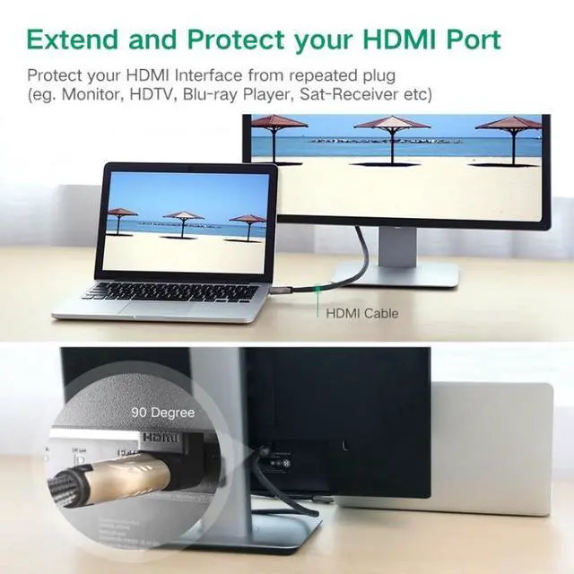 Alt view image 7 of 7 - Gold Plated HDMI 19 Pin Male to HDMI 19 Pin Female Adapter with 90 Degree Angle(Black)