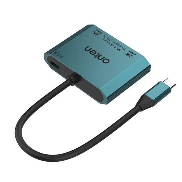 Alt view image 2 of 7 - Onten M205 3 in 1 Type-C to HDMI+VGA+PD Fast Charge Video Converter (Green)