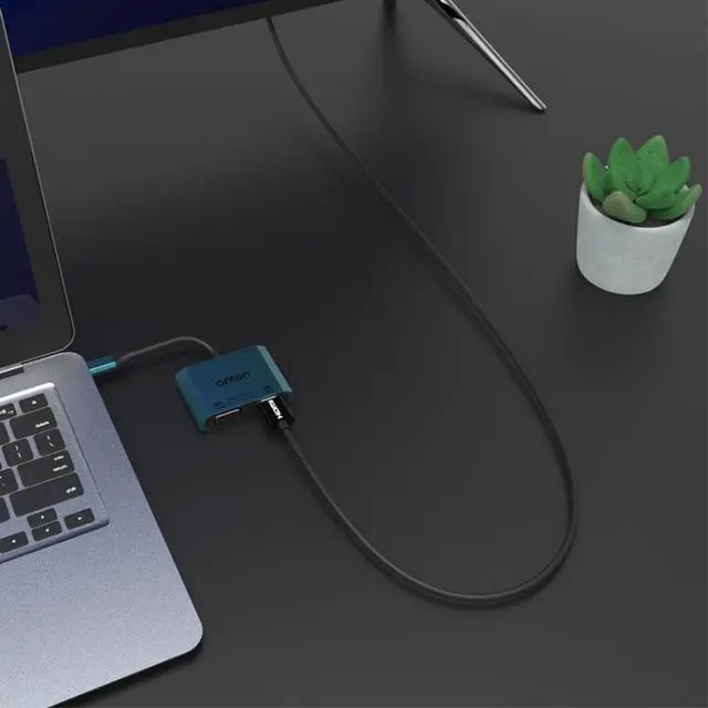 Alt view image 7 of 7 - Onten M205 3 in 1 Type-C to HDMI+VGA+PD Fast Charge Video Converter (Green)