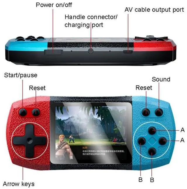 Main image of F1 3 Inch Horizontal Screen 620 In 1 Large Screen Pocket Console, Style: Double Player Black Double Player Black