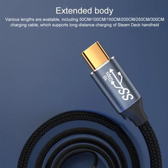 Alt view image 4 of 6 - For Steam Deck Gen2 100W USB-C/Type-C Male to USB-C/Type-C Male Stereo Curved Data Cable, Length:3m 3m