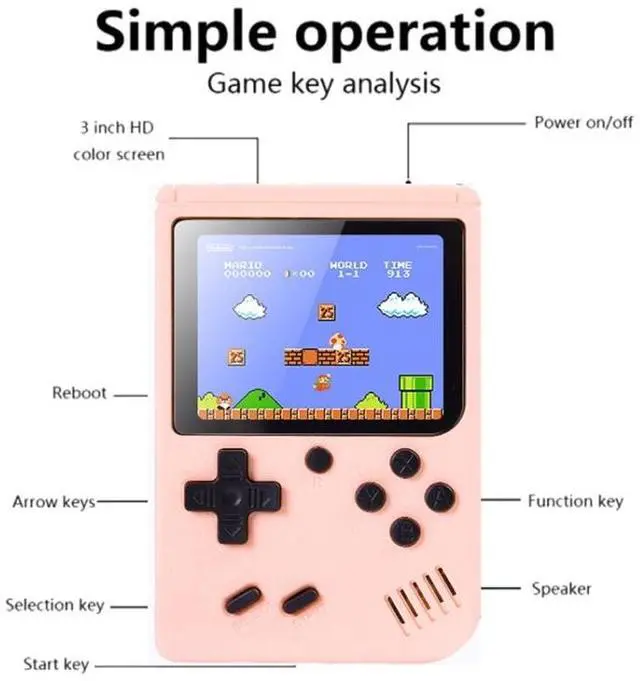 Alt view image 5 of 7 - MK800 Doubles 3.0 inch Macaron Mini Handheld Game Console Built-in 800 Games MK800-Doubles / Blue (Blue) Black