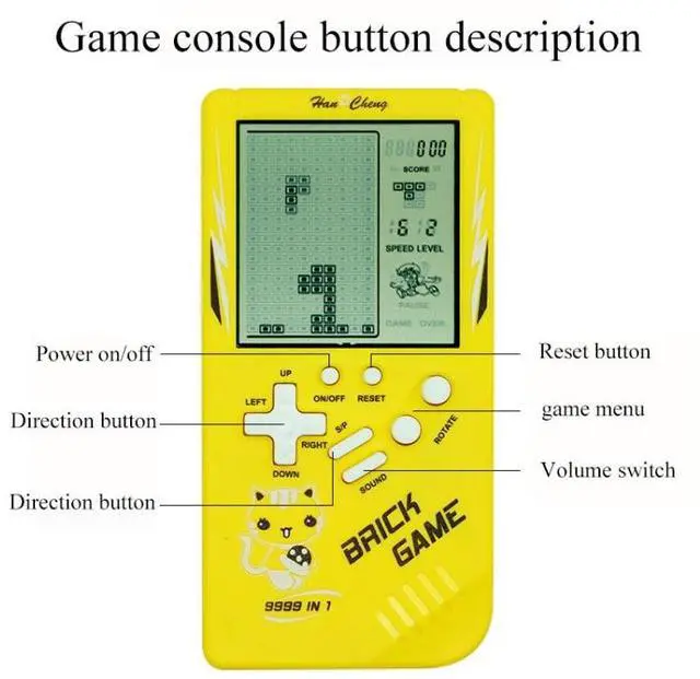 Alt view image 4 of 7 - Large Screen Retro Children Handheld Game Console (Blue) Black