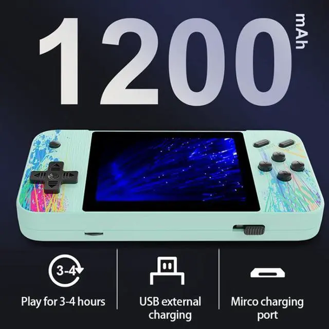 Alt view image 6 of 7 - G3 Macaron 3.5 inch Screen Handheld Game Console for Dual Players Built-in 800 Games Double Players / Blue (Blue) Black