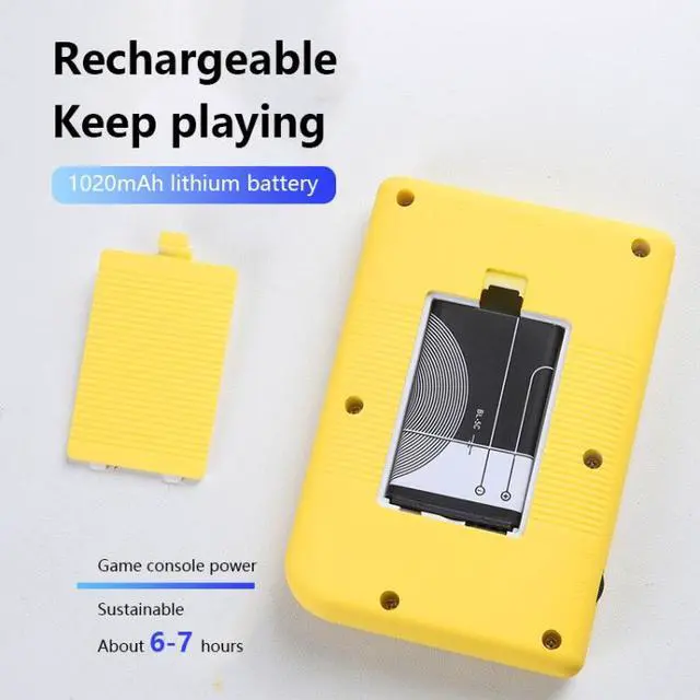 Alt view image 6 of 7 - MK800 3.0 inch Macaron Mini Retro Classic Handheld Game Console for Kids Built-in 800 Games, Support AV Output (Yellow)