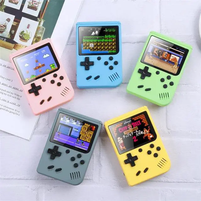 Alt view image 7 of 7 - MK800 3.0 inch Macaron Mini Retro Classic Handheld Game Console for Kids Built-in 800 Games, Support AV Output (Yellow)