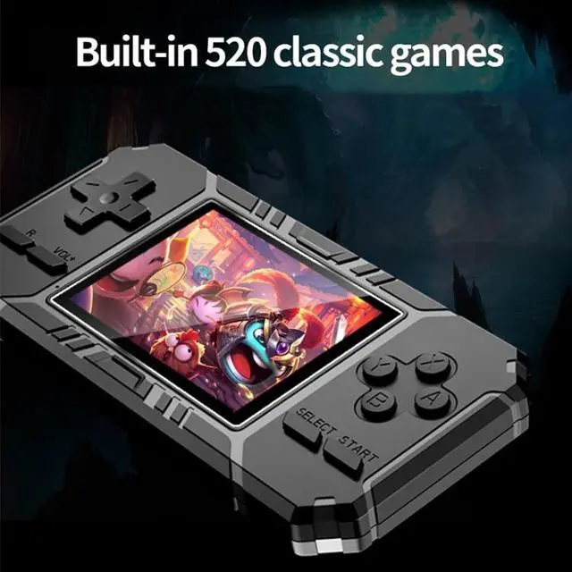 Alt view image 4 of 7 - S8 3.0 inch Screen Classic Handheld Game Console Built-in 520 Games S8 / Black (Black)