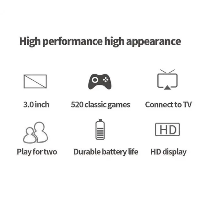 Alt view image 6 of 7 - S8 3.0 inch Screen Classic Handheld Game Console Built-in 520 Games S8 / Black (Black)