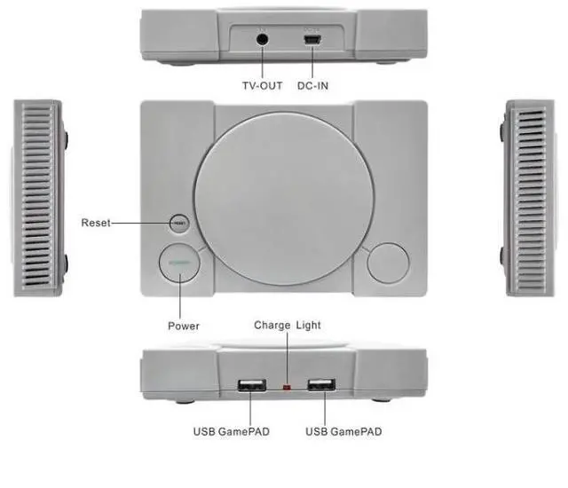 Alt view image 3 of 6 - 8-Bit Mini Double Players TV Game Console Built-in 620 Games PS1 mini (EU Plug) (EU Plug)