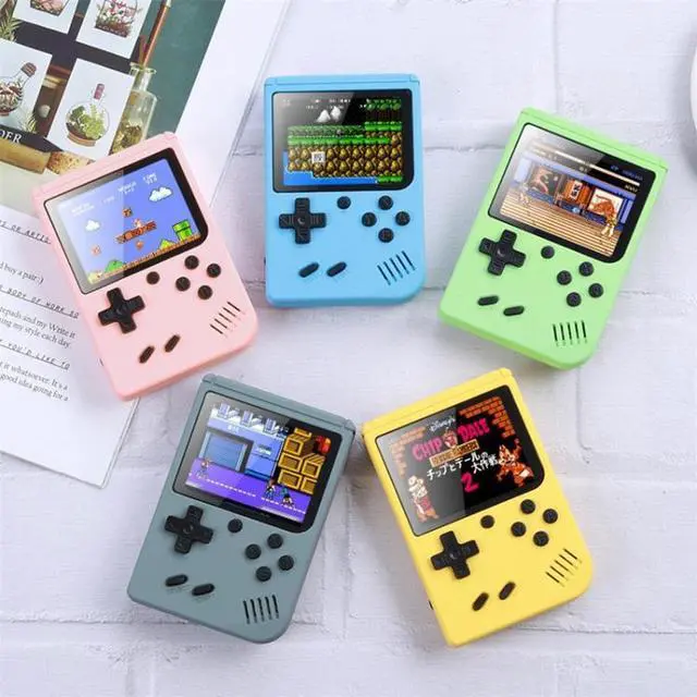 Alt view image 7 of 7 - MK500 Macaron Mini Retro Classic Handheld Game Console for Kids Built-in 500 Games, Support AV Output (Yellow)