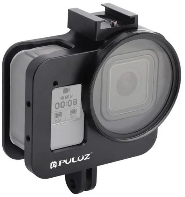 Main image of PULUZ Housing Shell CNC Aluminum Alloy Protective Cage with 52mm UV Lens for GoPro HERO8 Black(Black)