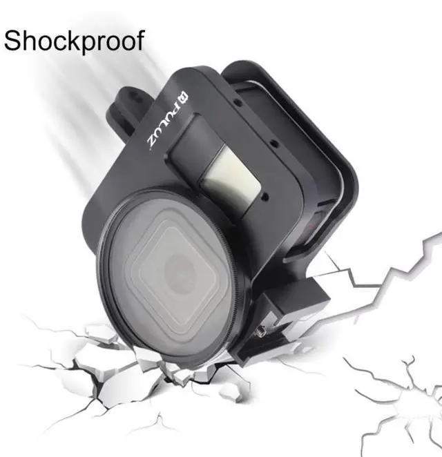 Alt view image 4 of 7 - PULUZ Housing Shell CNC Aluminum Alloy Protective Cage with 52mm UV Lens for GoPro HERO8 Black(Black)