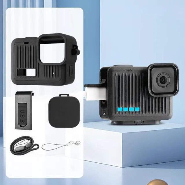 Main image of For GoPro HERO 2024 Silicone Protective Case Side Interface Cover with Wrist Strap & Lens Cover (Black)