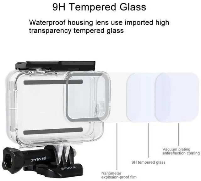 Alt view image 3 of 7 - PULUZ 60m Underwater Depth Diving Case Waterproof Camera Housing for GoPro HERO8 Black