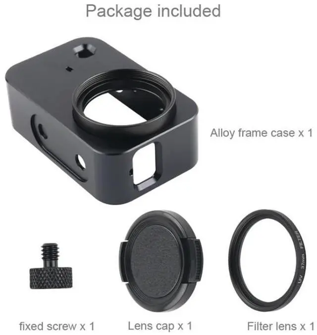 Alt view image 7 of 7 - Housing Shell Aluminum Alloy Protective Cage with 37mm Filter Lens & Lens Cap & Screw for Mijia Small Camera (Black)