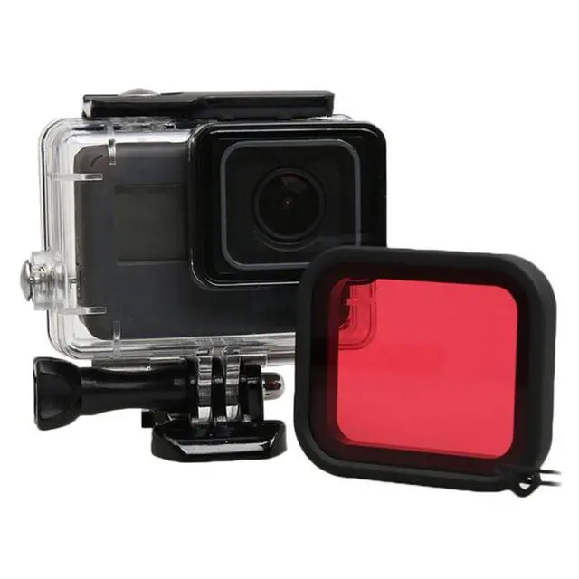 Alt view image 2 of 7 - For GoPro HERO5 30m Waterproof PC & ABS Housing Protective Case + Camera Lens Red Quadrate Filter with Buckle Basic Mount & Long Screw & Anti-lost Hand Strap