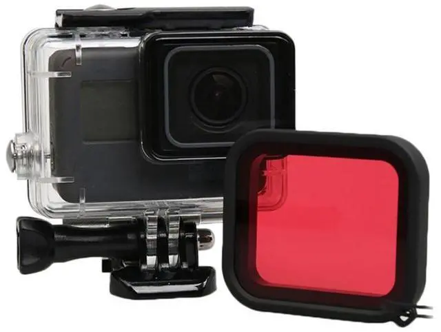 Main image of For GoPro HERO5 30m Waterproof PC & ABS Housing Protective Case + Camera Lens Red Quadrate Filter with Buckle Basic Mount & Long Screw & Anti-lost Hand Strap