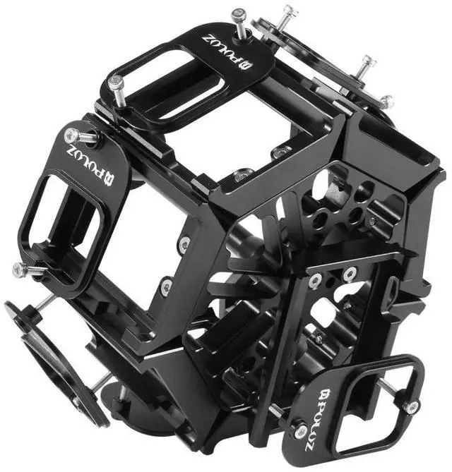 Alt view image 5 of 7 - PULUZ 8 in 1 All View Panorama Frame CNC Aluminum Alloy Protective Cage with Screw for GoPro HERO7 /6 /5(Black)