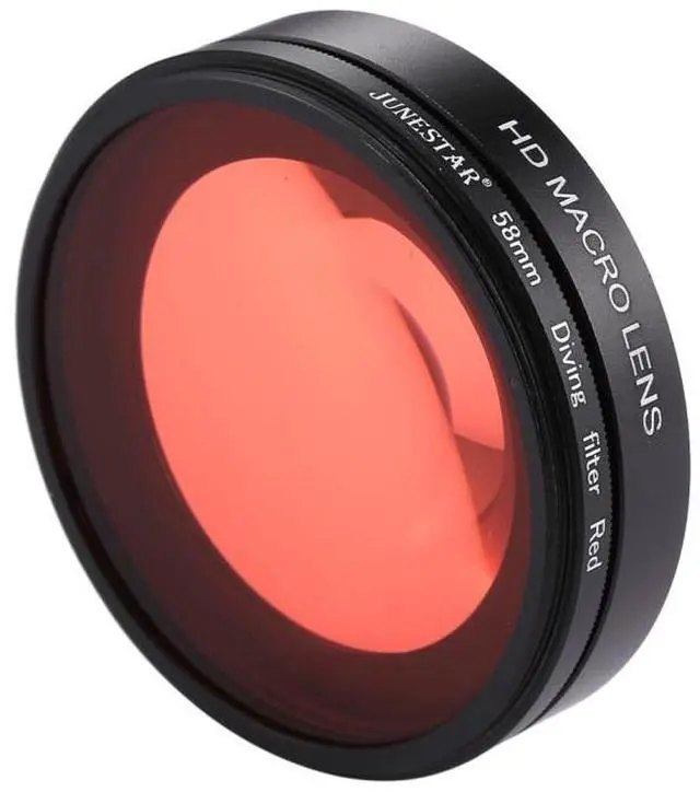 Alt view image 2 of 7 - JSR 58mm 16X Macro Lens + Red Diving Lens Filter with Lens Cover + Lens Filter Ring Adapter + String + Cleaning Cloth for GoPro HERO6 /5 Dive Housing