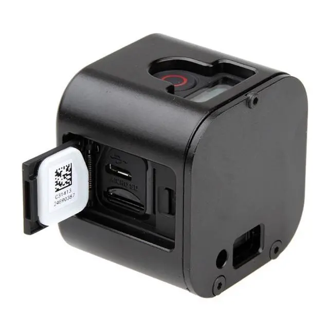 Alt view image 5 of 7 - Housing Shell CNC Aluminum Alloy Protective Cage with Insurance Back Cover for GoPro HERO5 Session /HERO4 Session /HERO Session (Green)