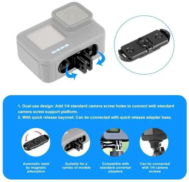 Alt view image 3 of 6 - PULUZ Quick Release Magnetic Folding Finger Base Mount for GoPro HERO12 Black /11 Black /11 Black mini /10 Black /9 Black /8 Black / Max (Black)