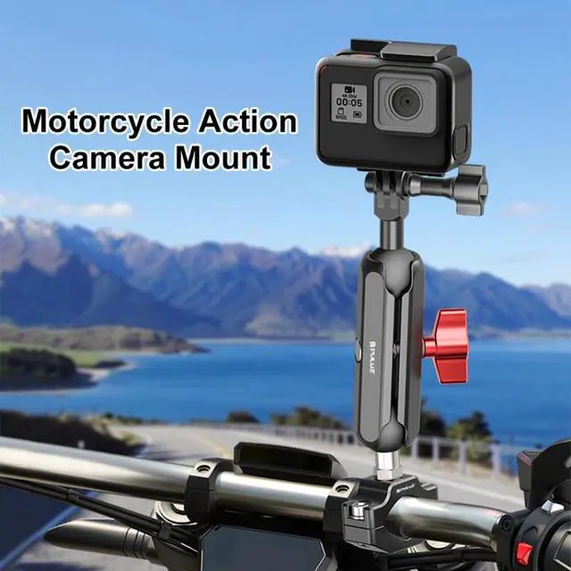 Alt view image 2 of 7 - PULUZ Motorcycle Rearview Medium Clamp CNC Metal Magic Arm Rod Mount