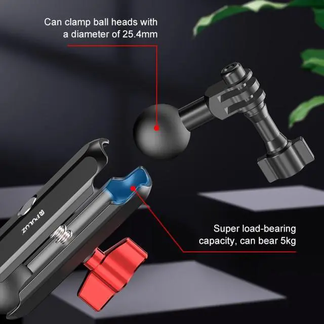 Alt view image 5 of 7 - PULUZ Motorcycle Rearview Medium Clamp CNC Metal Magic Arm Rod Mount