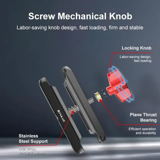 Alt view image 6 of 7 - PULUZ Motorcycle Rearview Medium Clamp CNC Metal Magic Arm Rod Mount