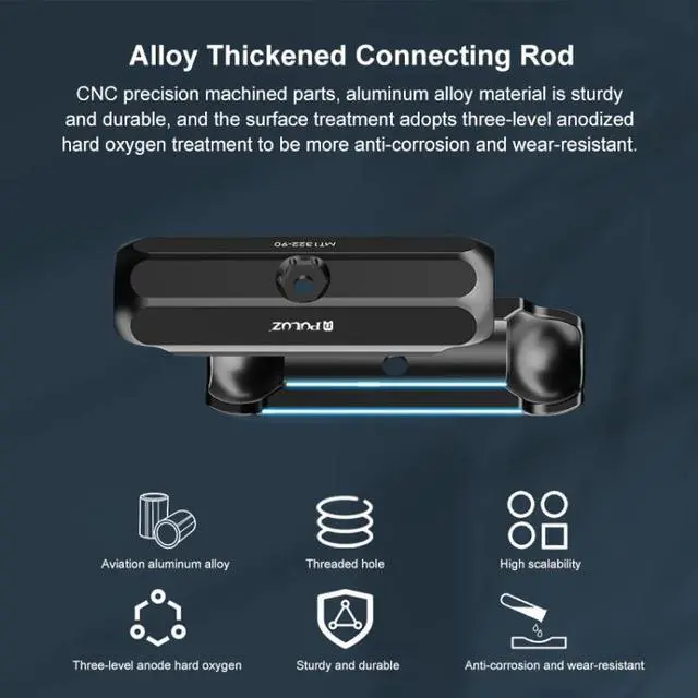 Alt view image 7 of 7 - PULUZ Motorcycle Rearview Medium Clamp CNC Metal Magic Arm Rod Mount