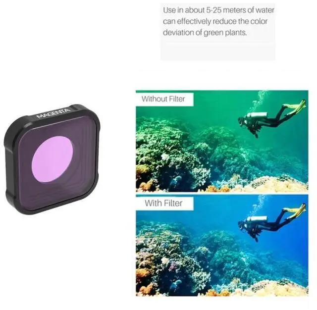 Alt view image 5 of 7 - JSR KB Series Diving (Red Magenta Pink) Color Lens Filter for GoPro HERO13 Black /12 Black /11 Black /10 Black /9 Black