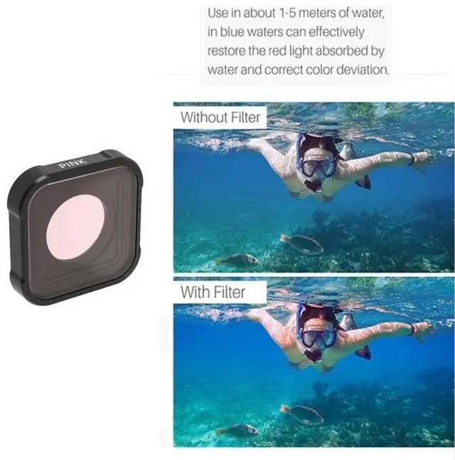 Alt view image 6 of 7 - JSR KB Series Diving (Red Magenta Pink) Color Lens Filter for GoPro HERO13 Black /12 Black /11 Black /10 Black /9 Black