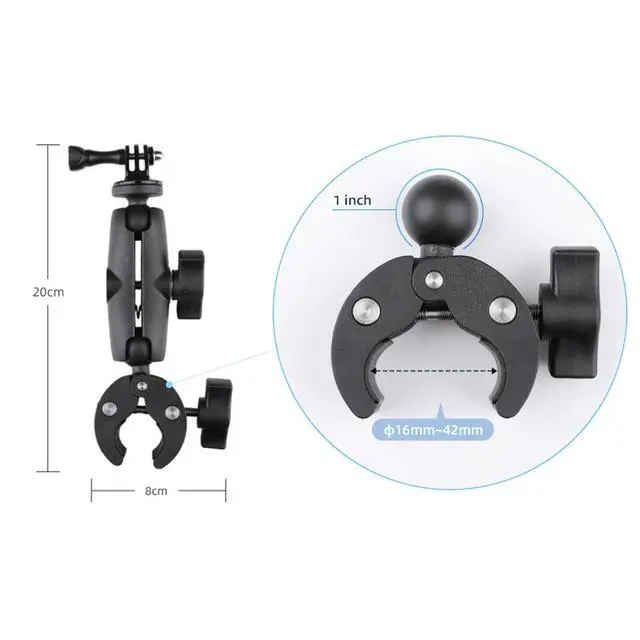 Alt view image 3 of 5 - Extended Version 360 Rotation Adjustable Action Camera Clamp Plier Base Holder (Black)