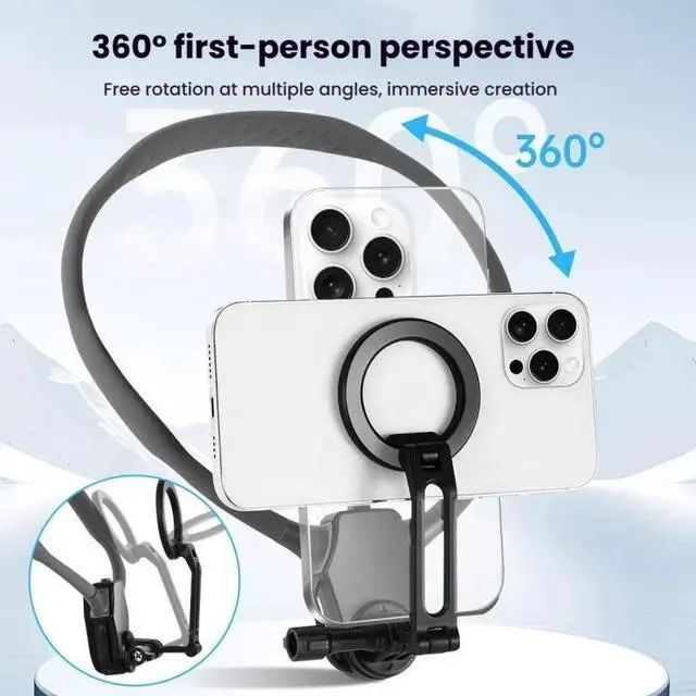 Alt view image 3 of 7 - Adjustable Magnetic Neck Mount Phone Holder Quick-Release Chest Strap POV Mount For Sports & Vlogging (Black)