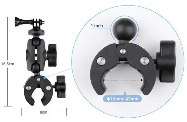 Alt view image 3 of 5 - 360 Rotation Adjustable Action Camera Clamp Plier Base Holder(Black)