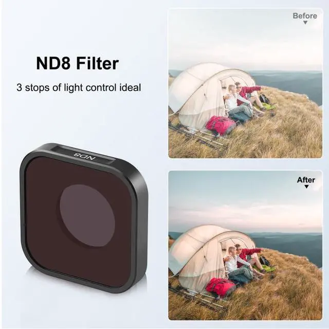 Alt view image 5 of 7 - PULUZ Action Camera ND8 Lens Filter For GoPro HERO13 Black /12 Black /11 Black /11 Black Mini /10 Black /9 Black