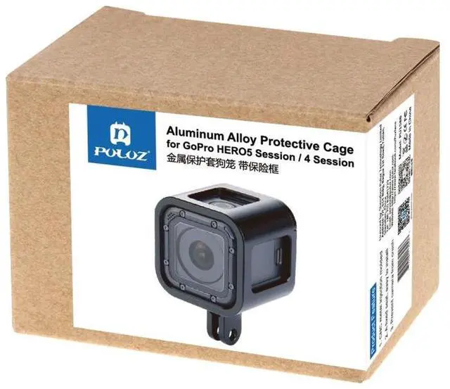 Alt view image 7 of 7 - PULUZ Housing Shell CNC Aluminum Alloy Protective Cage with Insurance Frame for GoPro HERO5 Session /HERO4 Session /HERO Session (Silver)