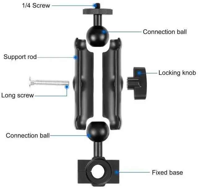 Alt view image 3 of 7 - PULUZ Motorcycle Holder Rearview Mirror Fixed Mount for GoPro and Other Action Cameras (Black)