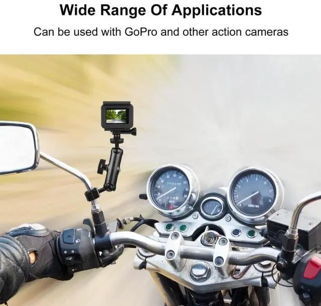 Alt view image 5 of 7 - PULUZ Motorcycle Holder Rearview Mirror Fixed Mount for GoPro and Other Action Cameras (Black)