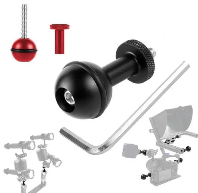 Alt view image 2 of 6 - Ball Head Adapter Adjustable Screw Fixed Mount Camera Underwater Diving Photography Lights Bracket (1/4 Inch Red)